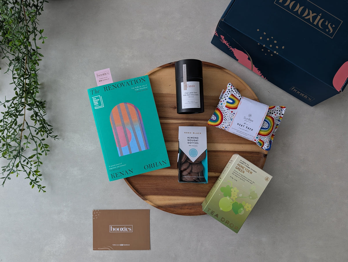 A warm hug curated booxies flatlay