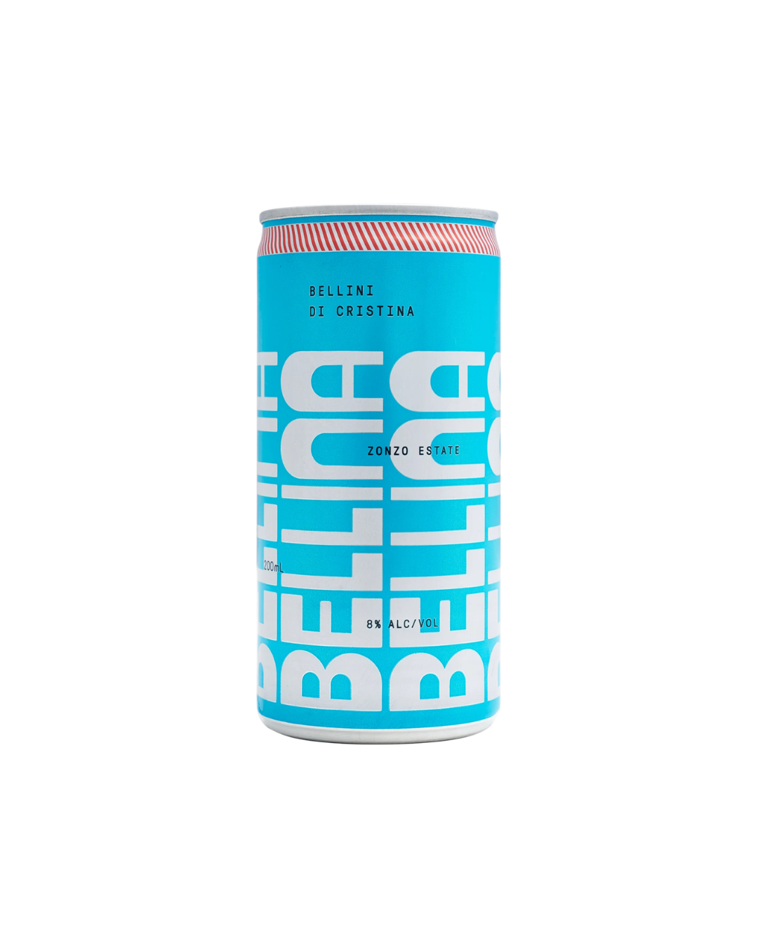 Blue can with 'Bella' branding on a white background