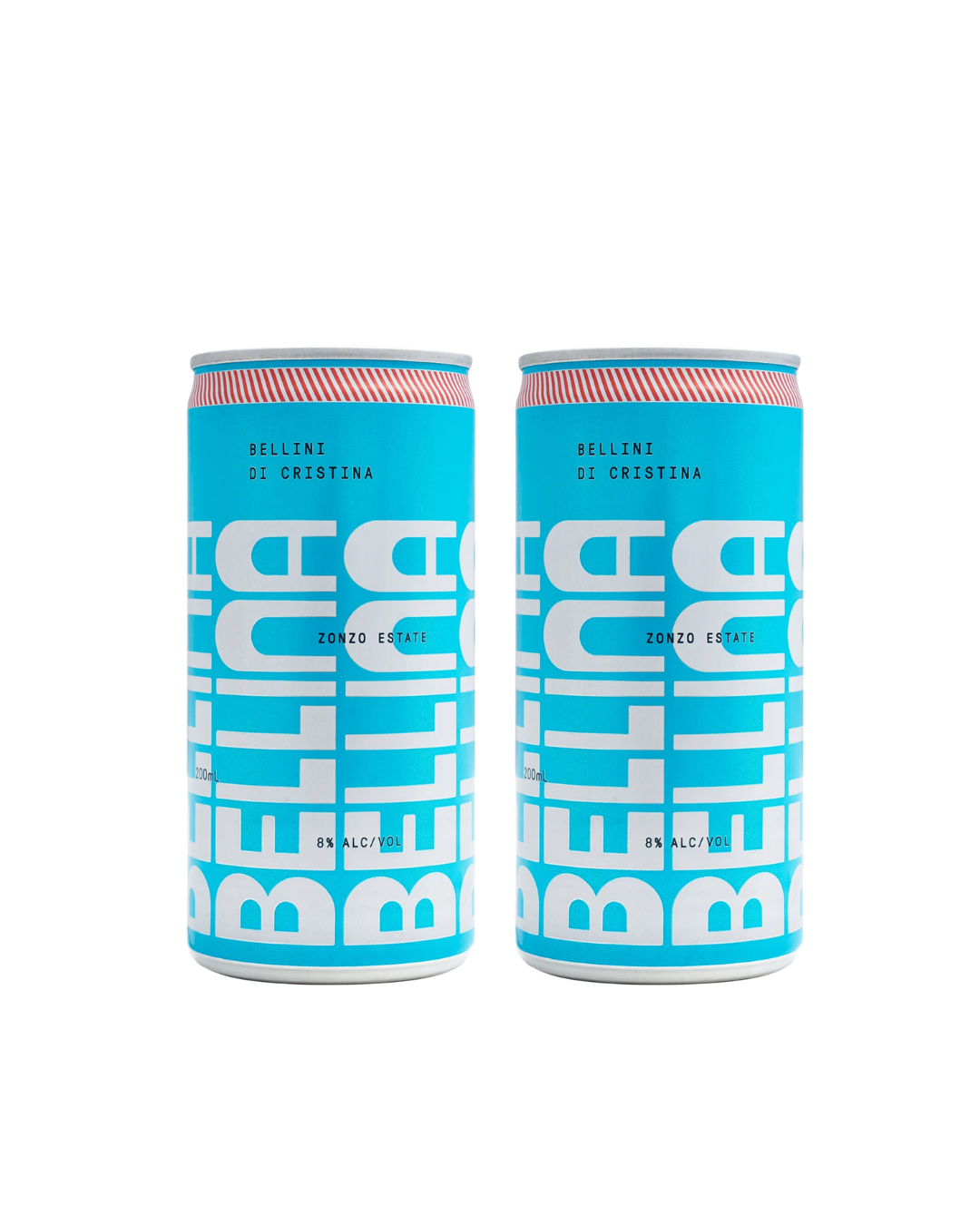 Two blue cans with white branding on a white background