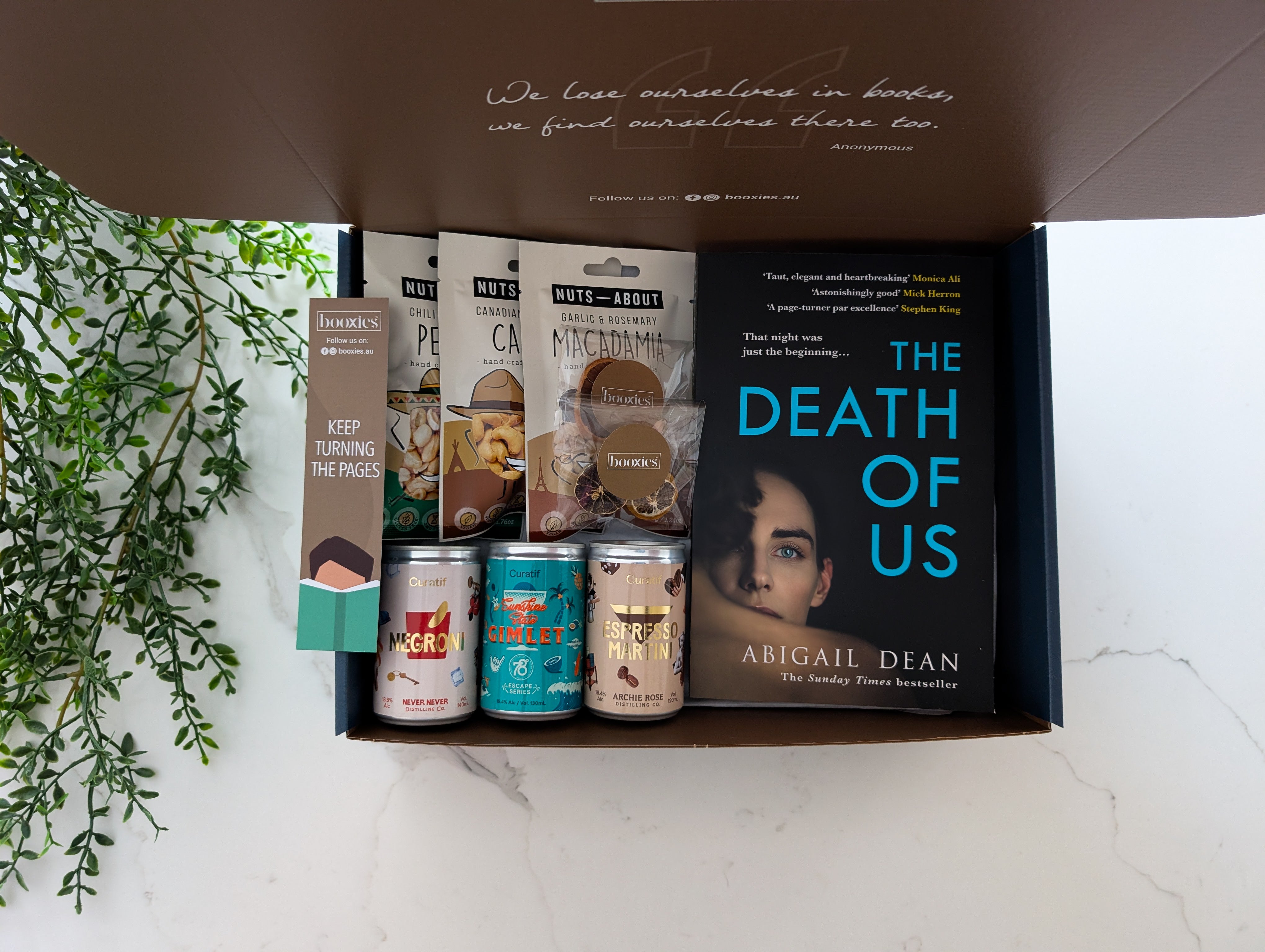 booked with cocktails urated booxies including 3x cocktails and 3x roasted nuts bags