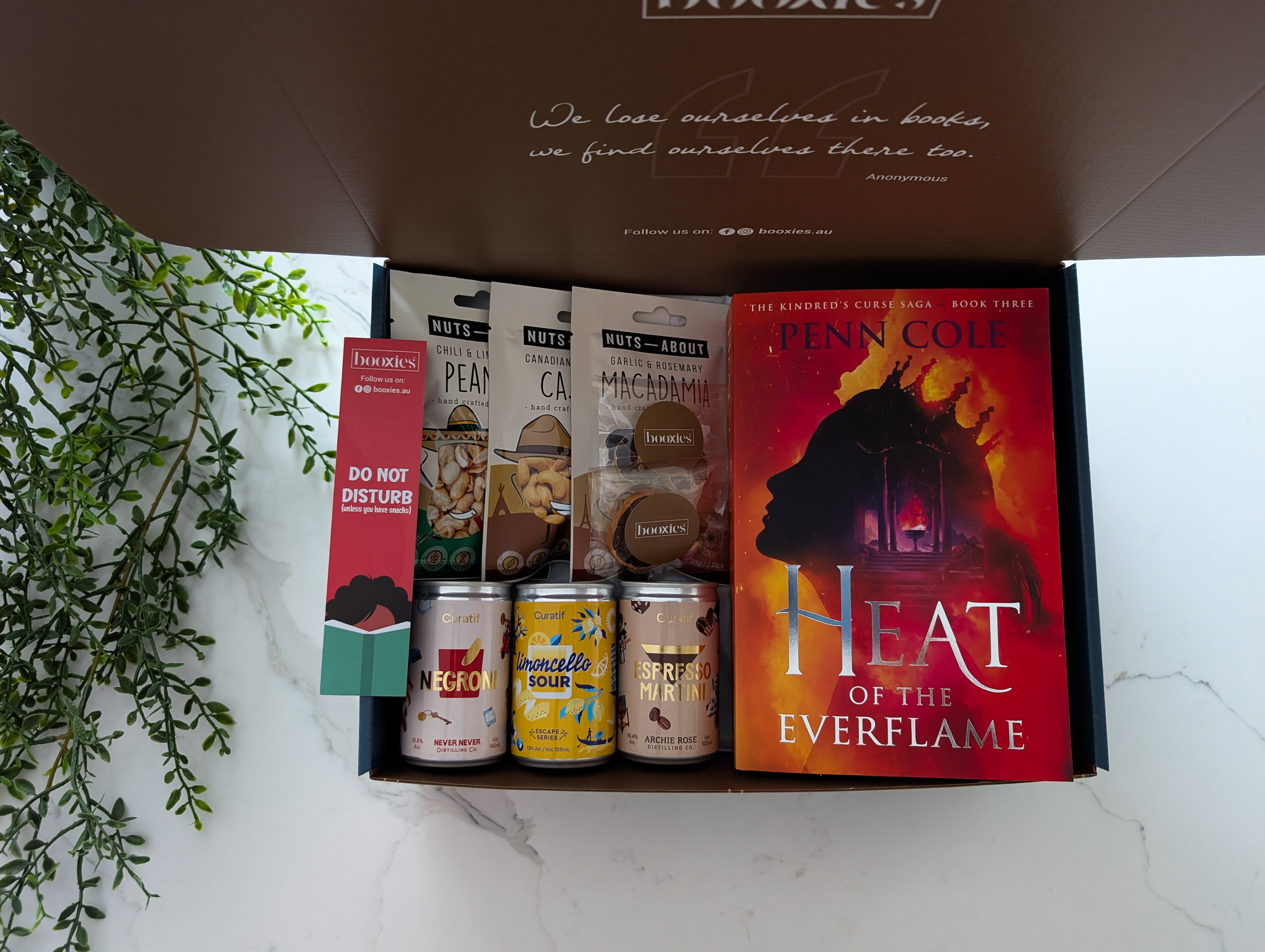 booked with cocktails urated booxies including 3x cocktails and 3x roasted nuts bags