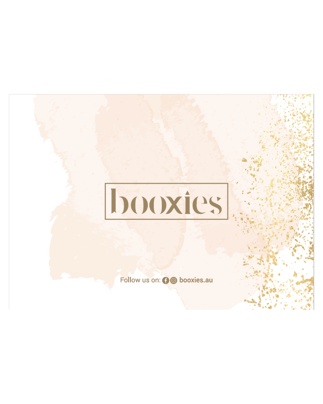 Booxies branding with gold glitter on a white background