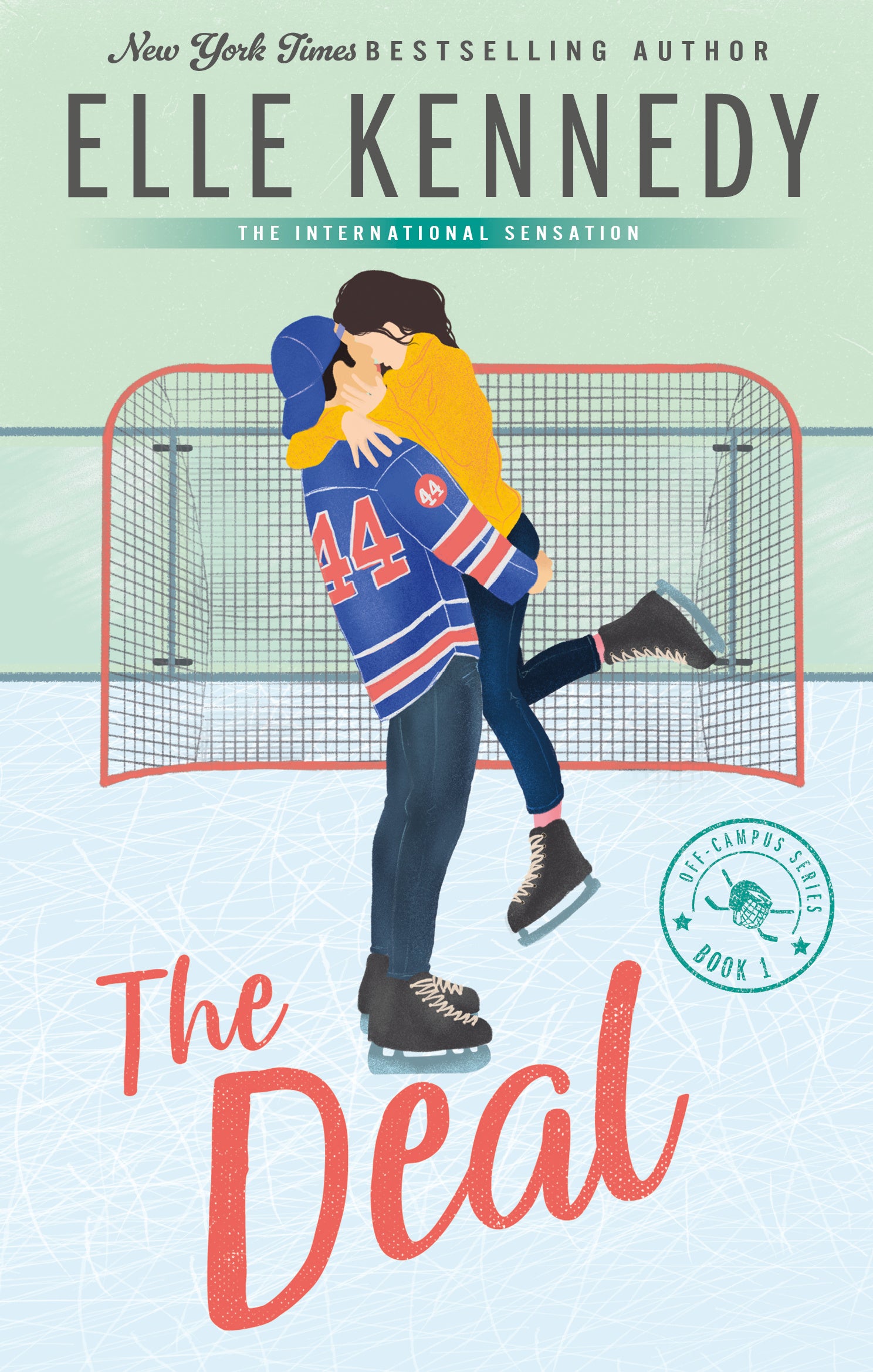 Book cover of 'The Deal' by Elle Kennedy featuring a couple on an ice rink.