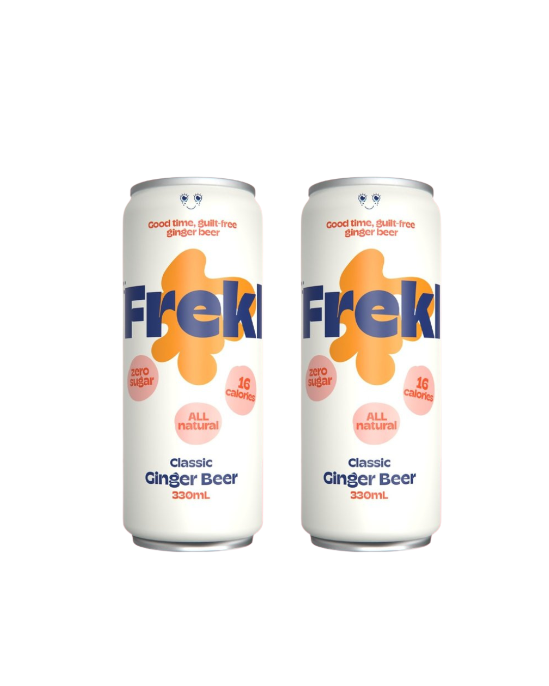 Two cans of Frek Classic Ginger Beer on a white background