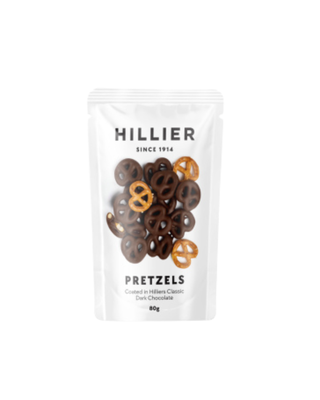 Packaging of Hillier Pretzels on a white background