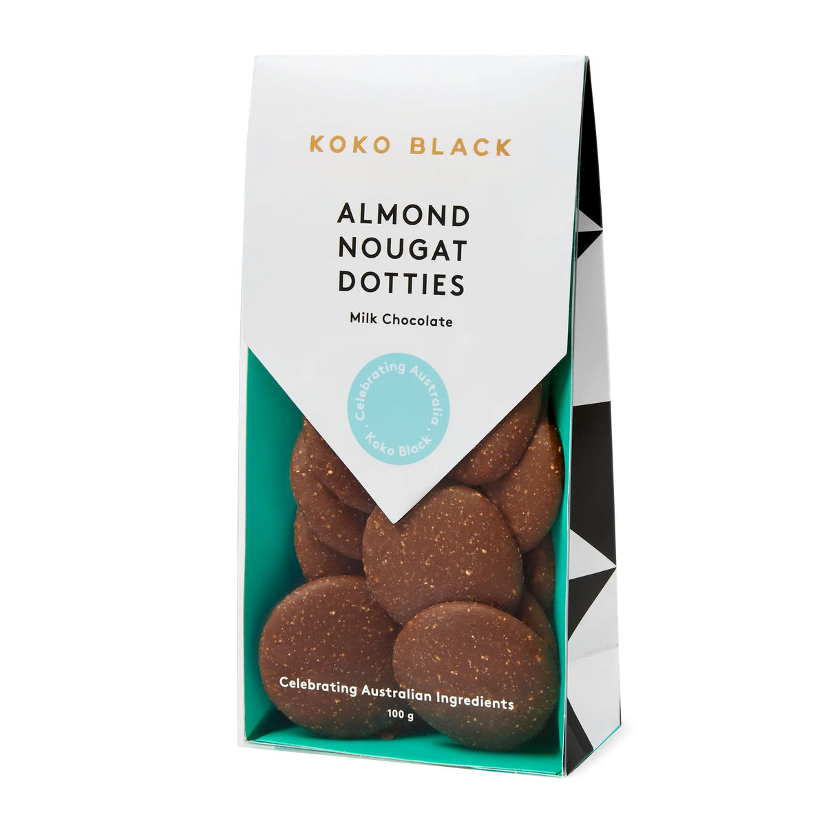 Koko Black almond nougat dotties milk chocolate 100g