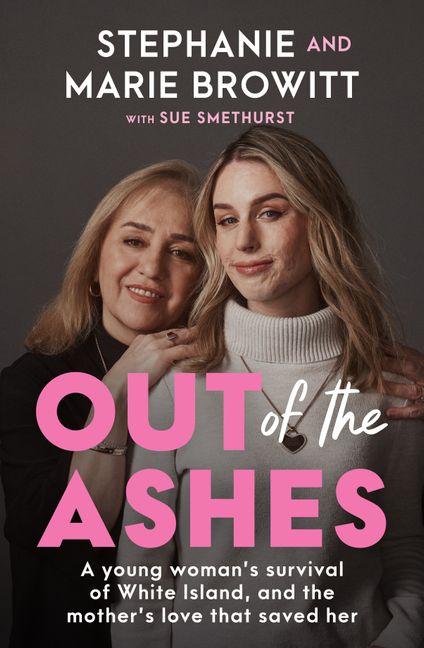 Book cover of 'Out of the Ashes' featuring two women with a dark background