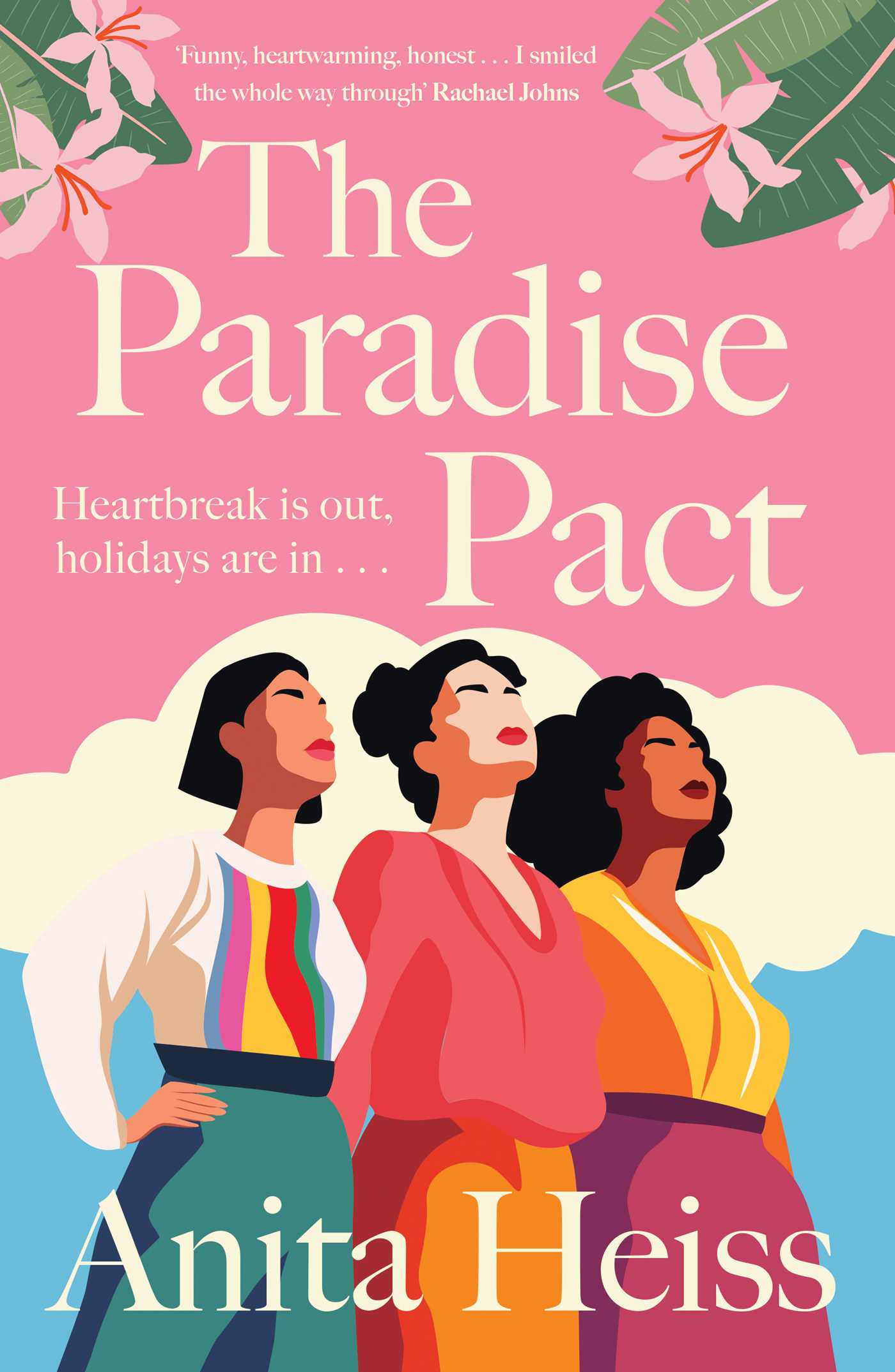 Book cover of 'The Paradise Pact' by Anita Heiss with three women and a pink background.