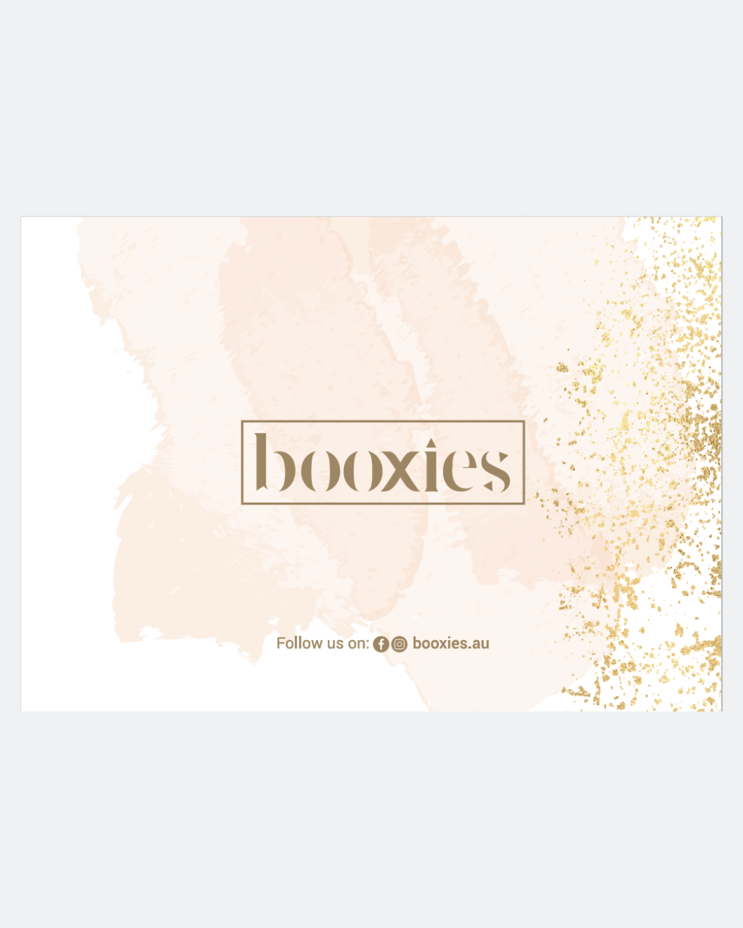 Booxies logo with a pink and gold design on a white background