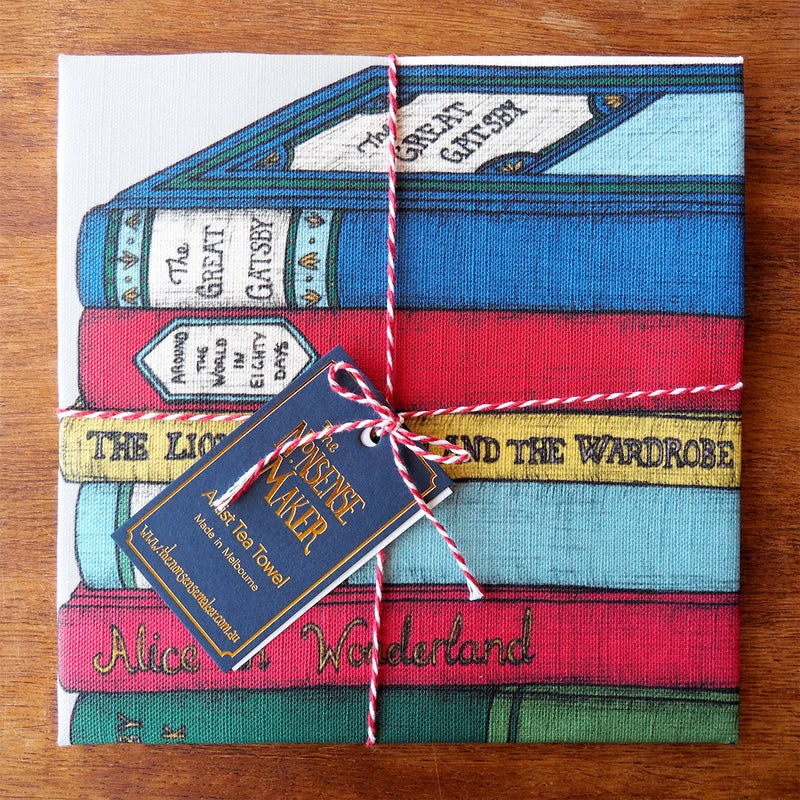 nonsense maker art tea towel - first edition book lovers