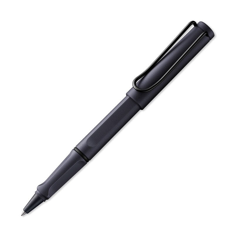 Black pen on a white background