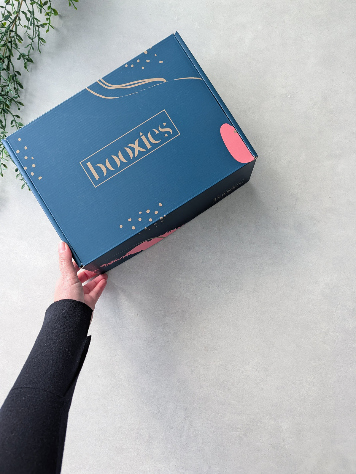 hand holding booxies box