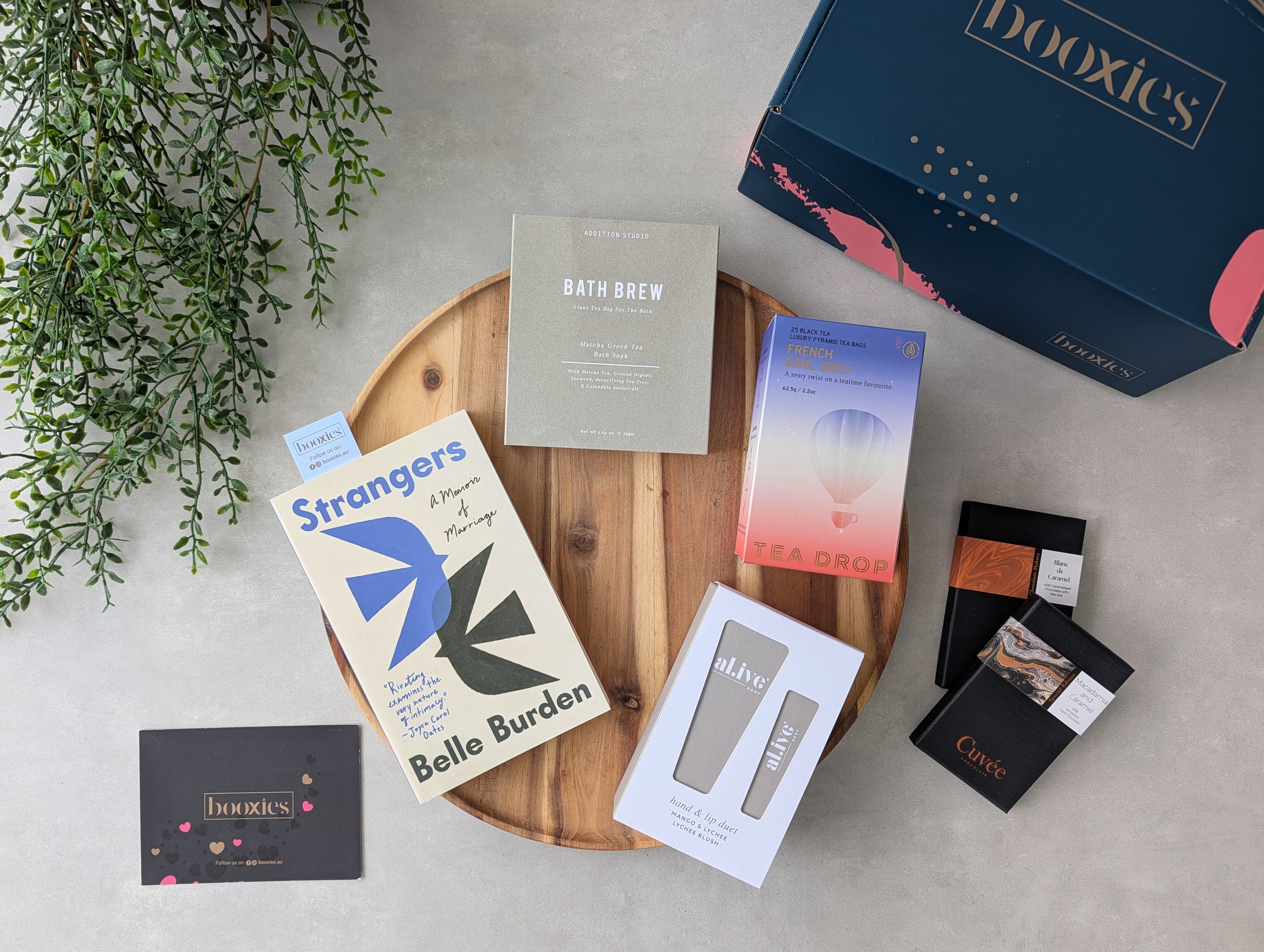 pages & pampering curated booxies flatlay