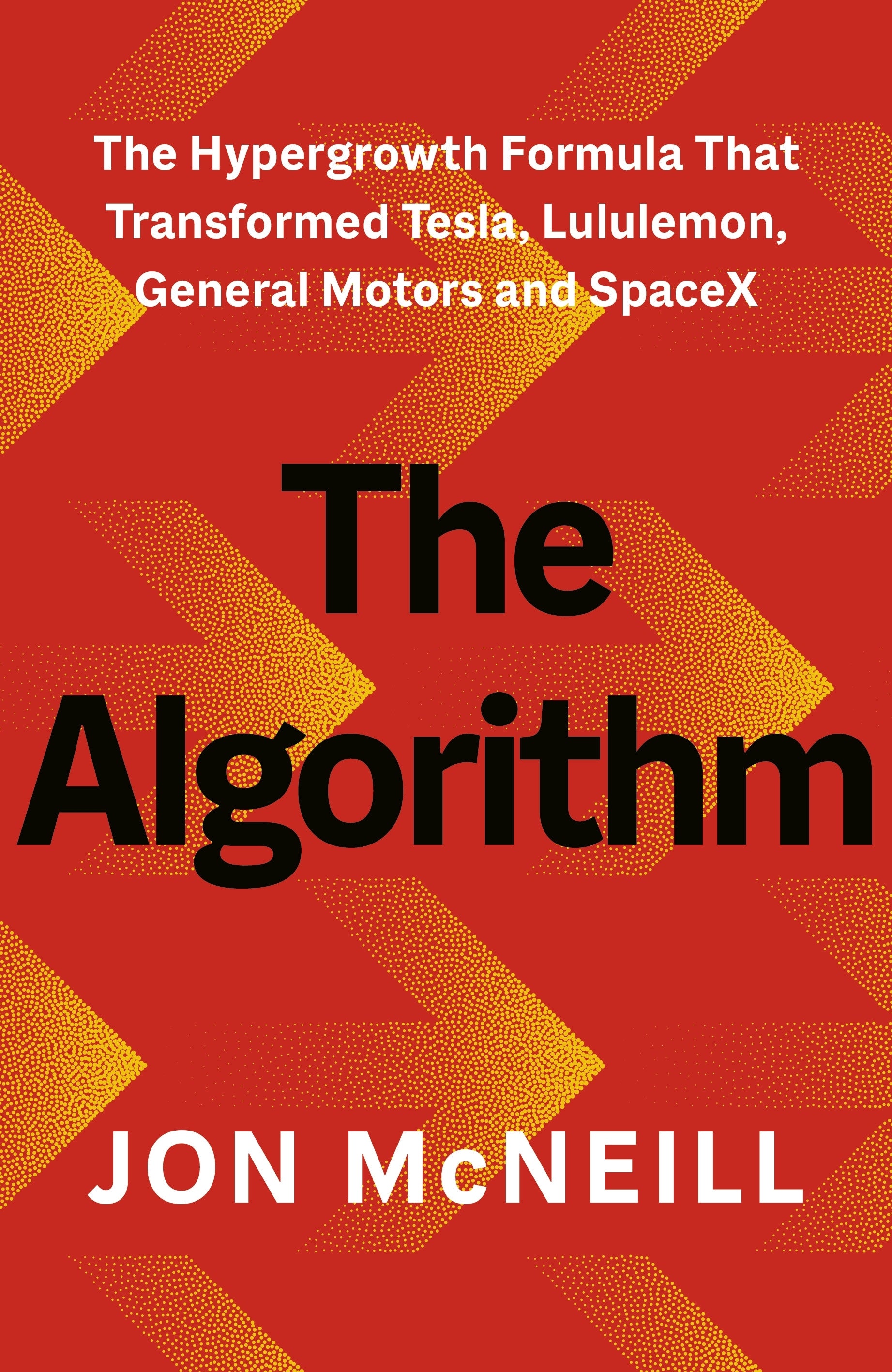 Book cover of 'The Algorithm' with a red and orange geometric pattern