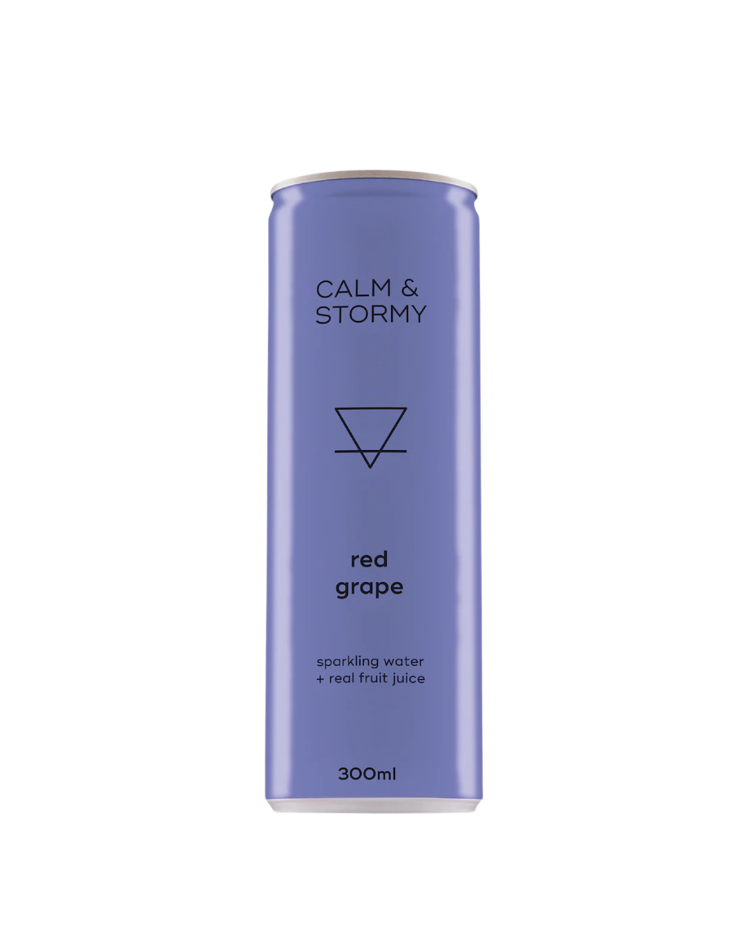 Purple can with 'Calm & Stormy' branding on a white background