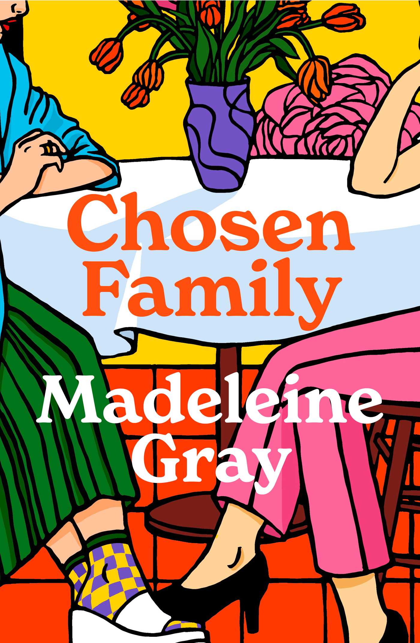 Book cover of 'Chosen Family' by Madeleine Gray with colorful illustration of people and flowers.