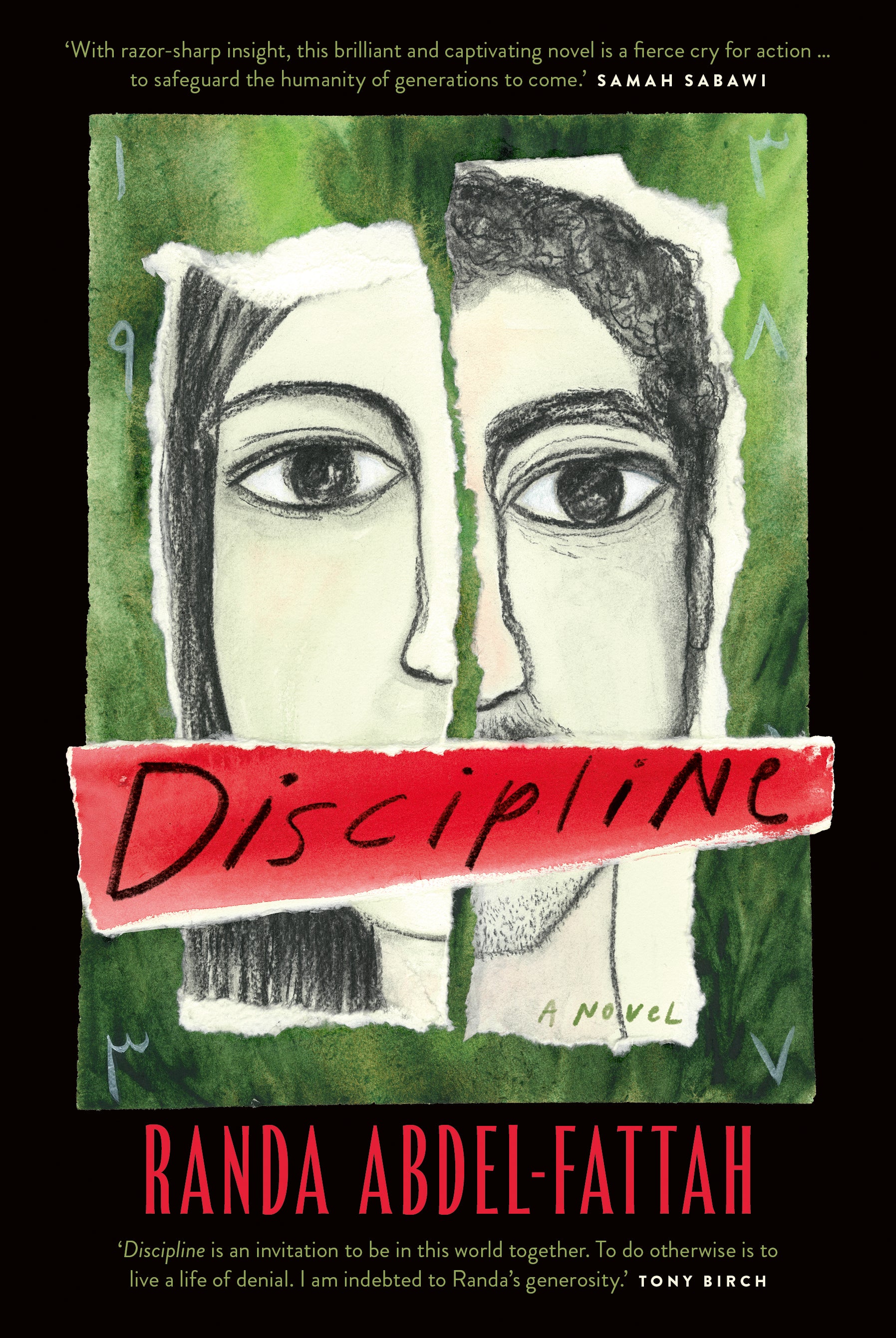 book cover of Discipline by Randa Abdel-Fattah showing an abstract face on a green background