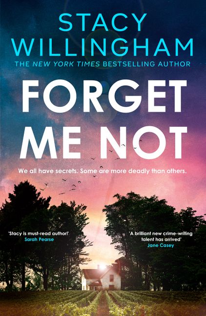 forget me not by Stacy Willingham book cover showing a shed at dusk time