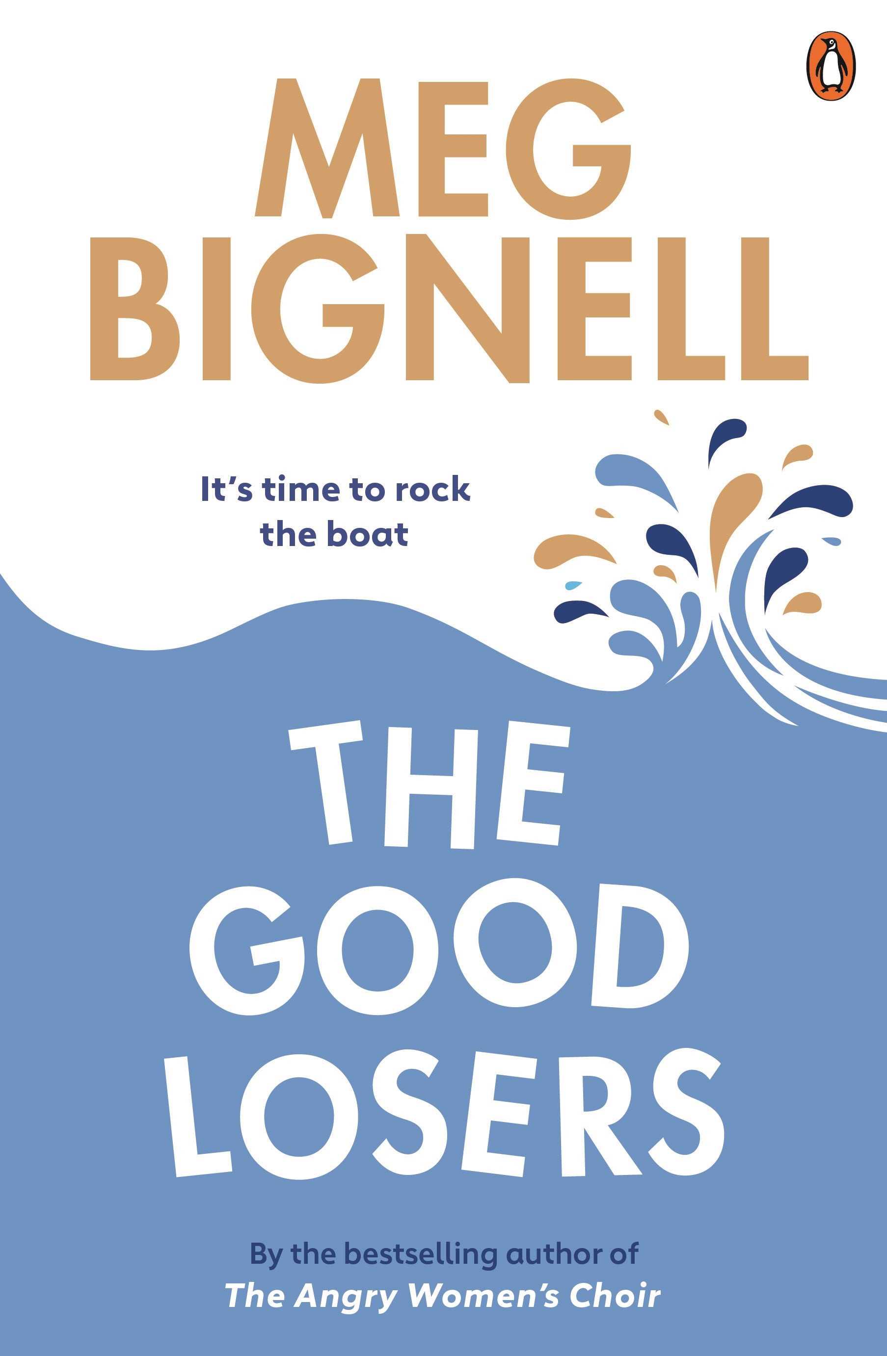 Book cover of 'The Good Losers' by Meg Bignell with a blue and white design.