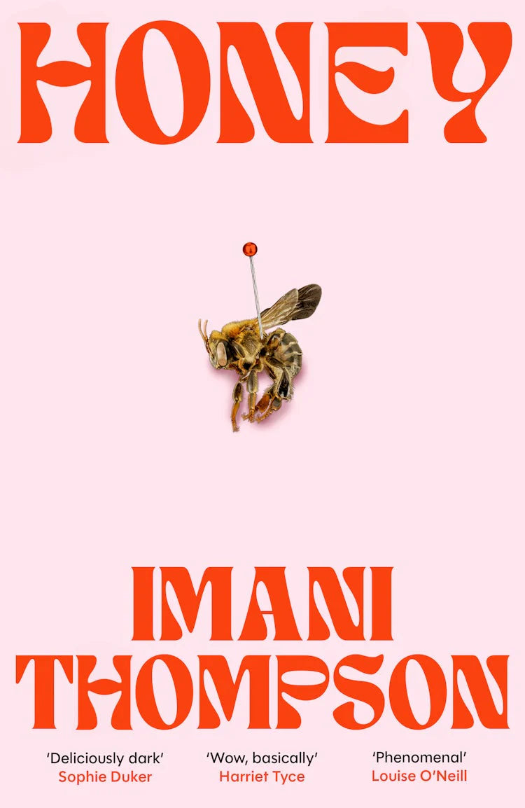 Book cover of 'Honey' by Imani Thompson with a bee illustration on a white background.