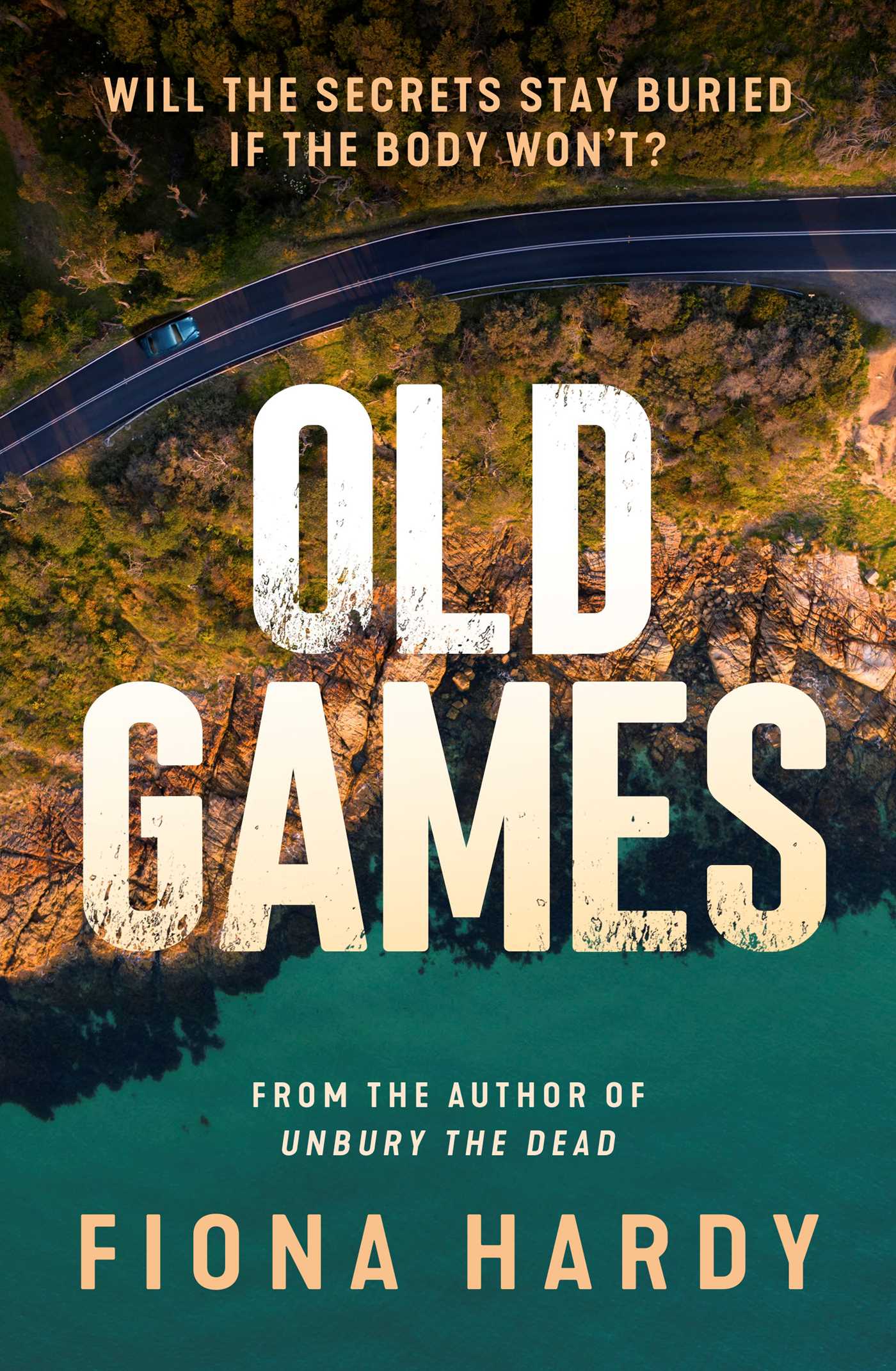 Book cover of 'Old Games' by Fiona Hardy with a road and nature background.