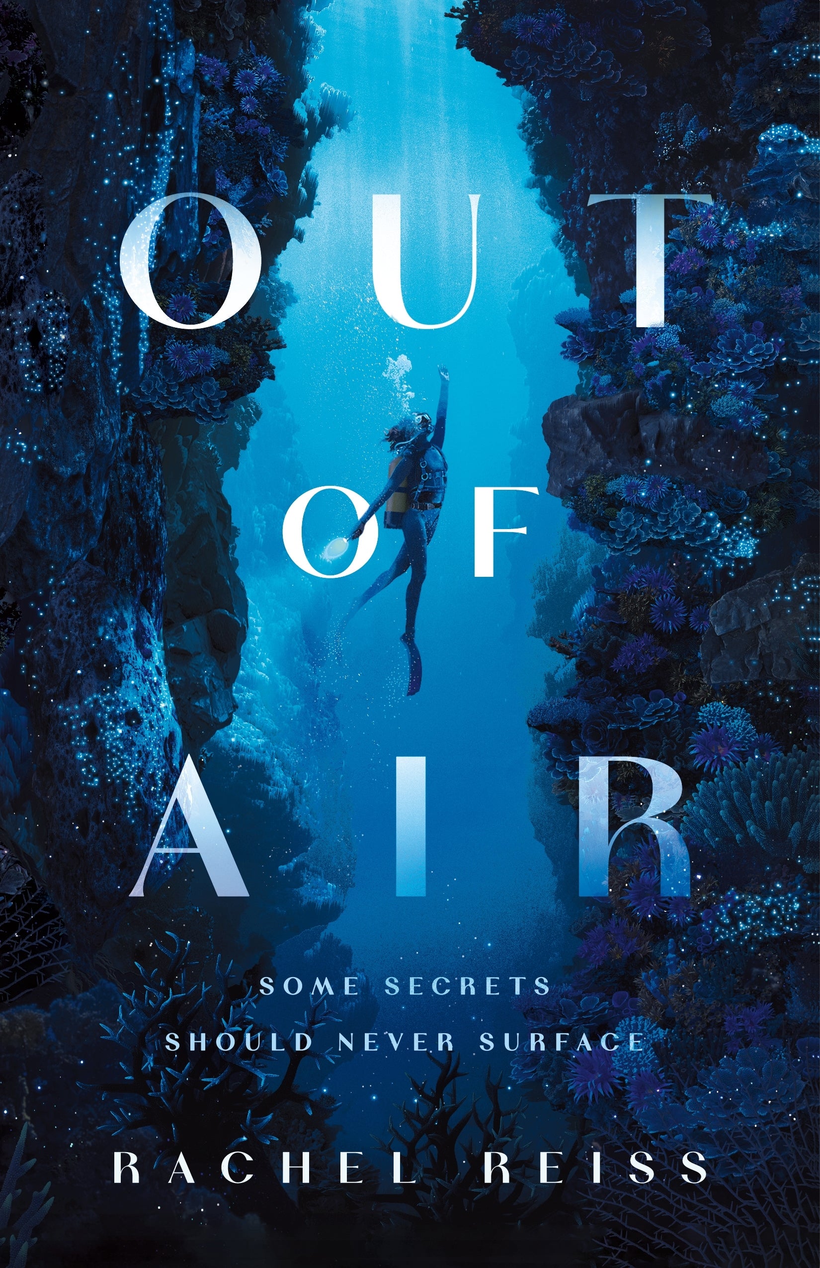 Book cover of 'Out of Air' with an underwater scene and diver.