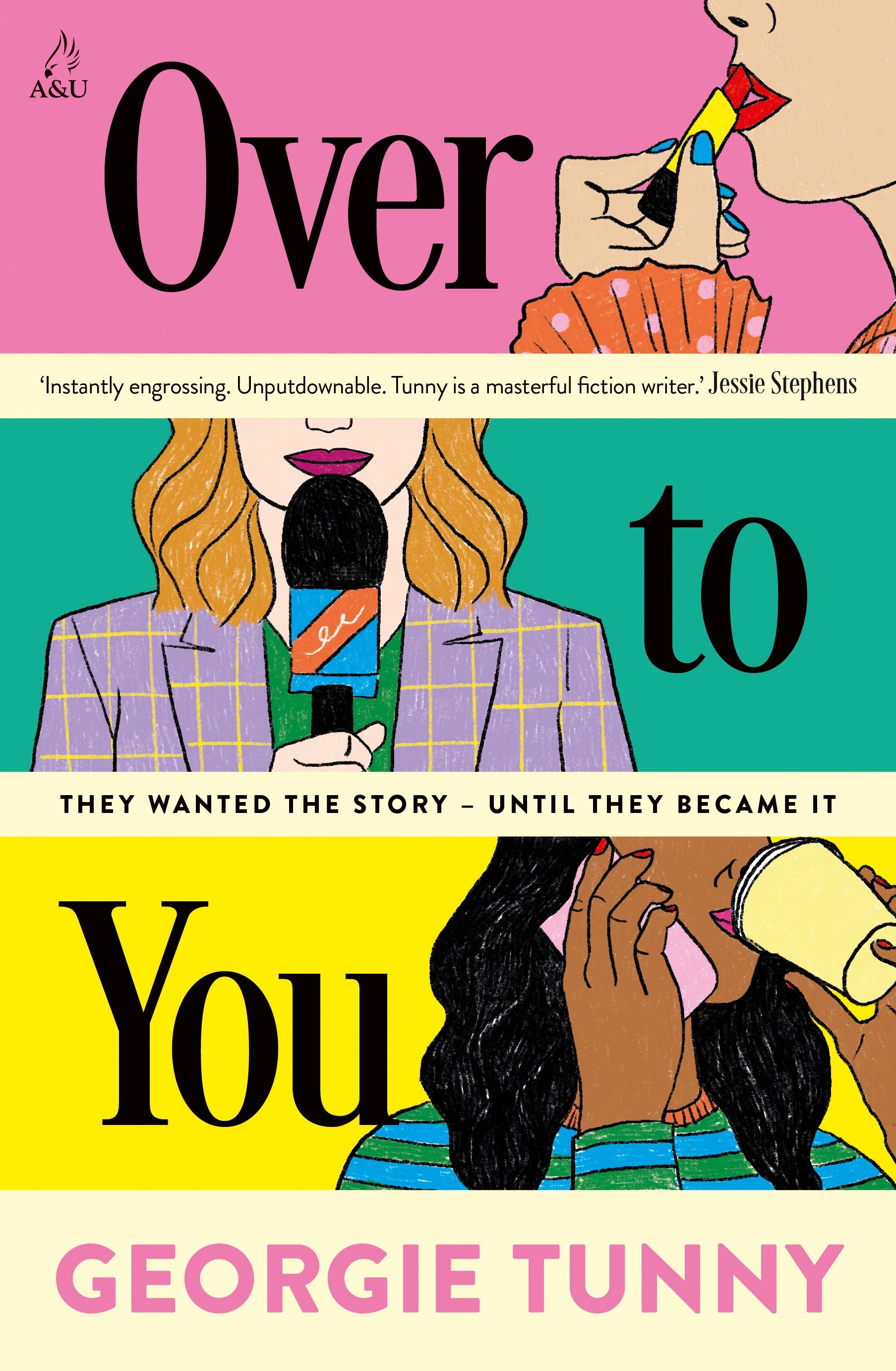 Book cover of 'Over to You' by Georgie Tunny with colorful illustration and text.