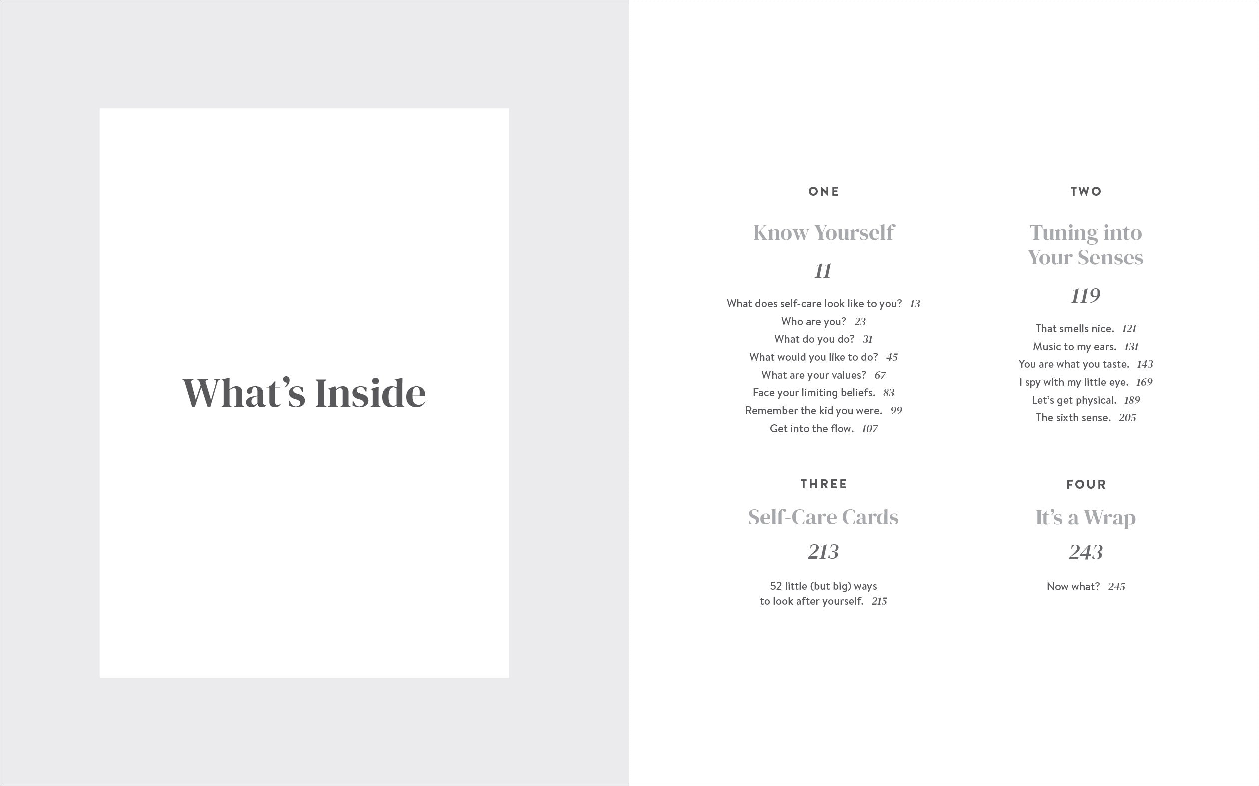 Table of contents page with black text on a white background