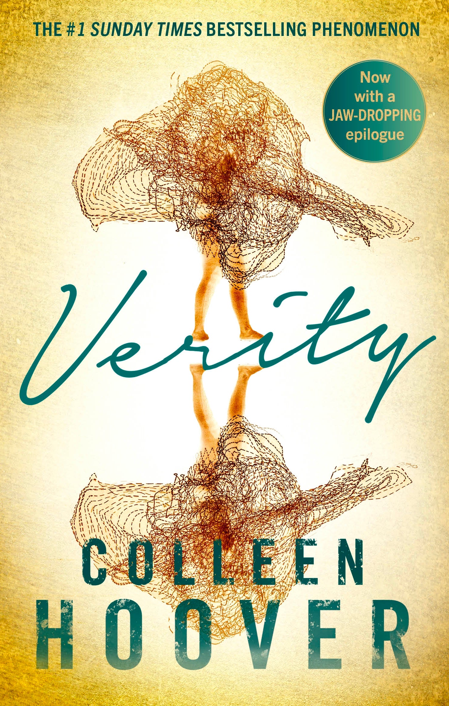 Book cover of 'Verity' by Colleen Hoover with a stylized illustration of a woman and text on a beige background.