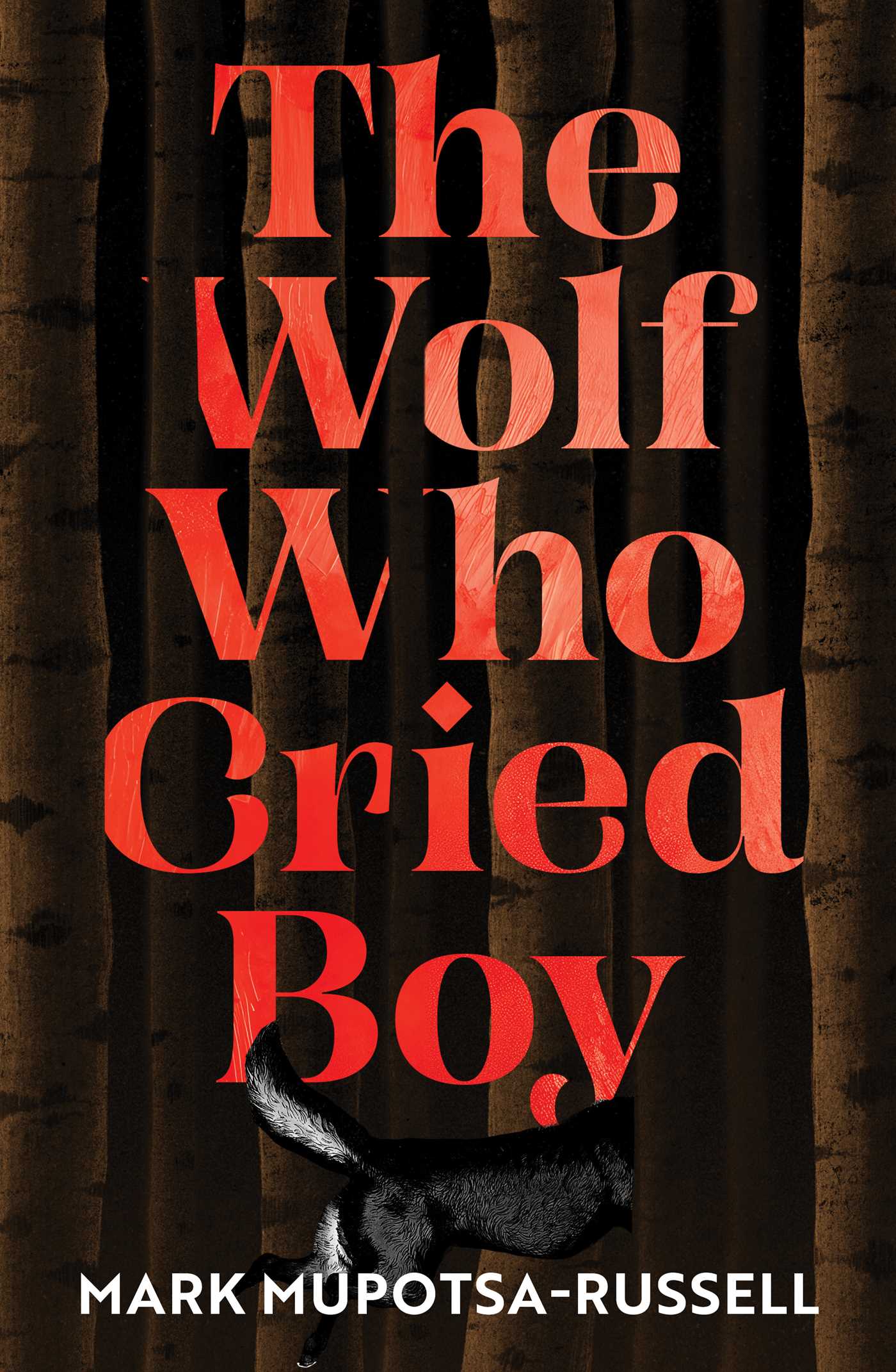 Book cover of 'The Wolf Who Cried Boy' with red text on a dark background